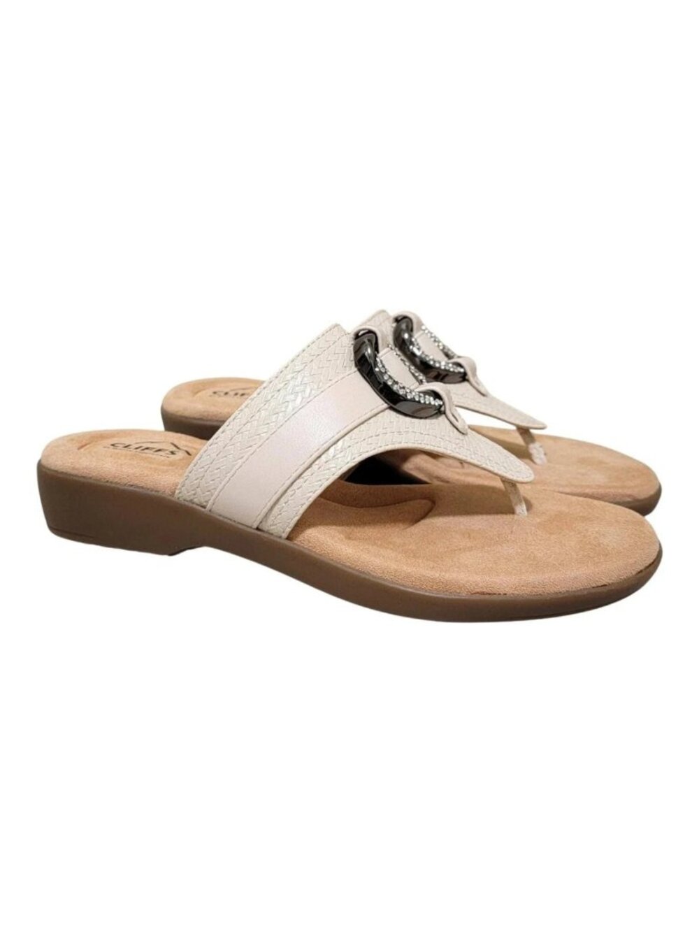 Cliffs by White Mountain Benedict Woven Flip Flop Sandals Taupe Sizes 9 & 9.5 M